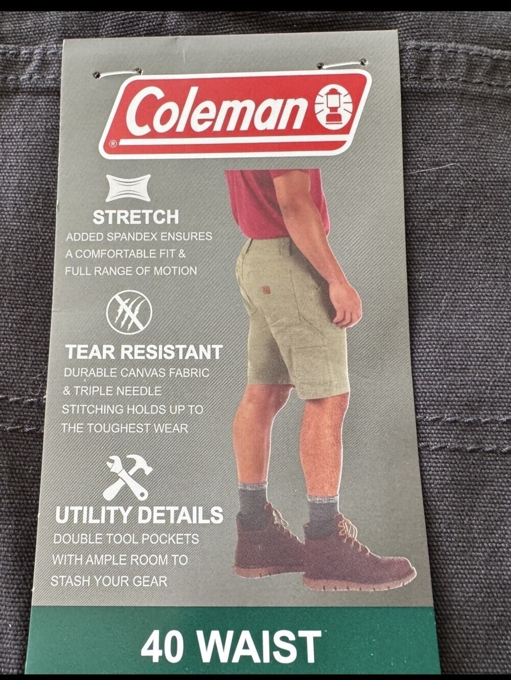 Coleman Men's grey Color Canvas Utility Work Shorts Size 40